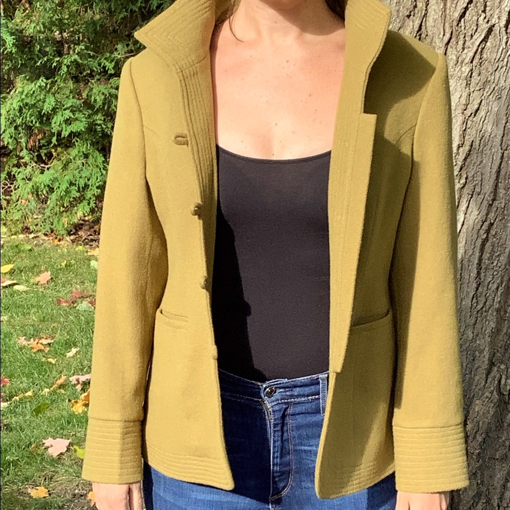 Olive green wool blend Fall coat